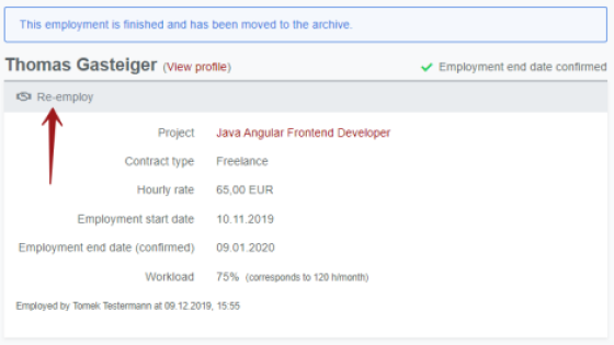 Re-employ experts from archived employments